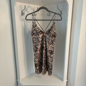 Victoria secret silk leopard print mini sleep gown. Size XS